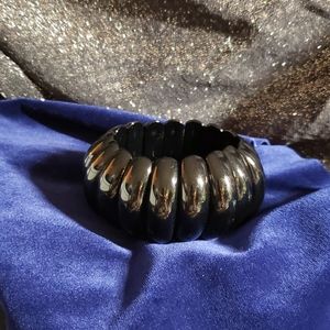 Joan River Black Bracelet,  Black clip on earrings